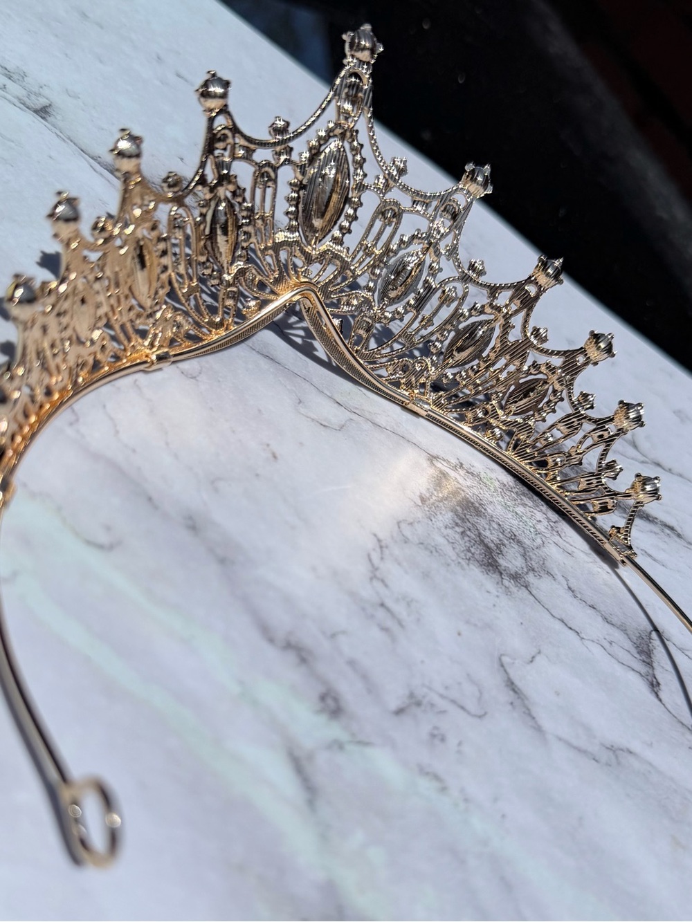 Gold Tiara with Iridescent Rhinestone Accents NWT - Picture 14 of 14